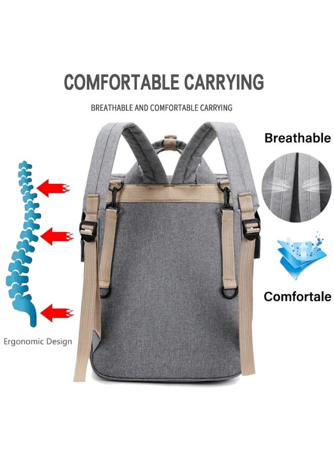 TAPIT 2 in 1 Diaper Bag Backpack Multi-Functional Travel Organizer With Foldable Bassinet Portable Crib Waterproof Large Capacity Mummy Bag (Black) - Image 3